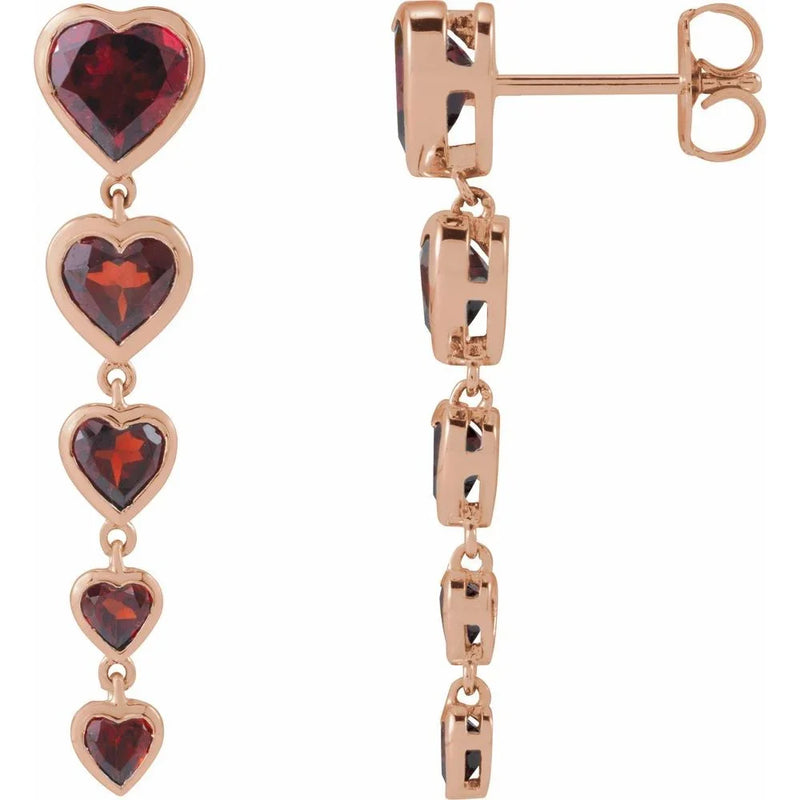 Étincelle de la Côte d'Azur, Garnet Heart Earrings