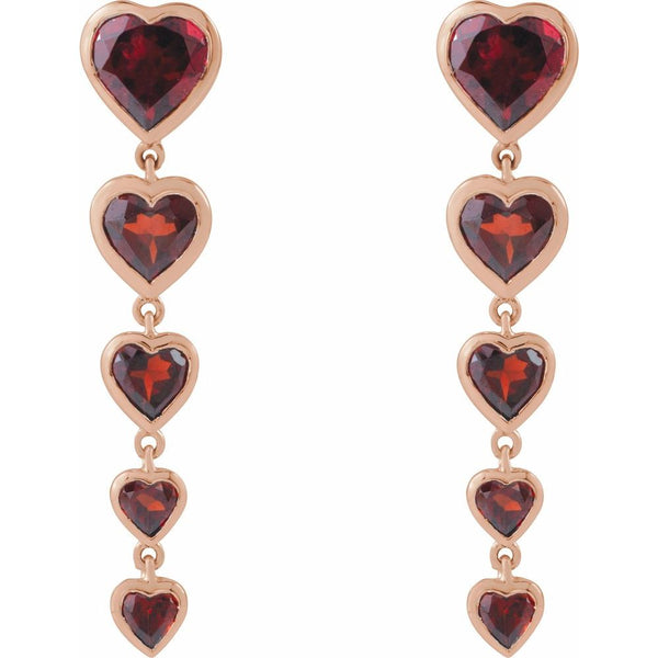 Étincelle de la Côte d'Azur, Garnet Heart Earrings