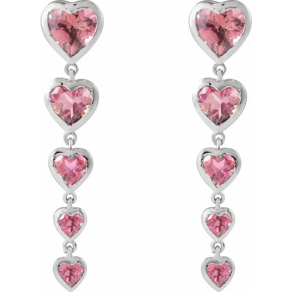 La Rosée de Versailles, Pink Tourmaline Heart Earrings