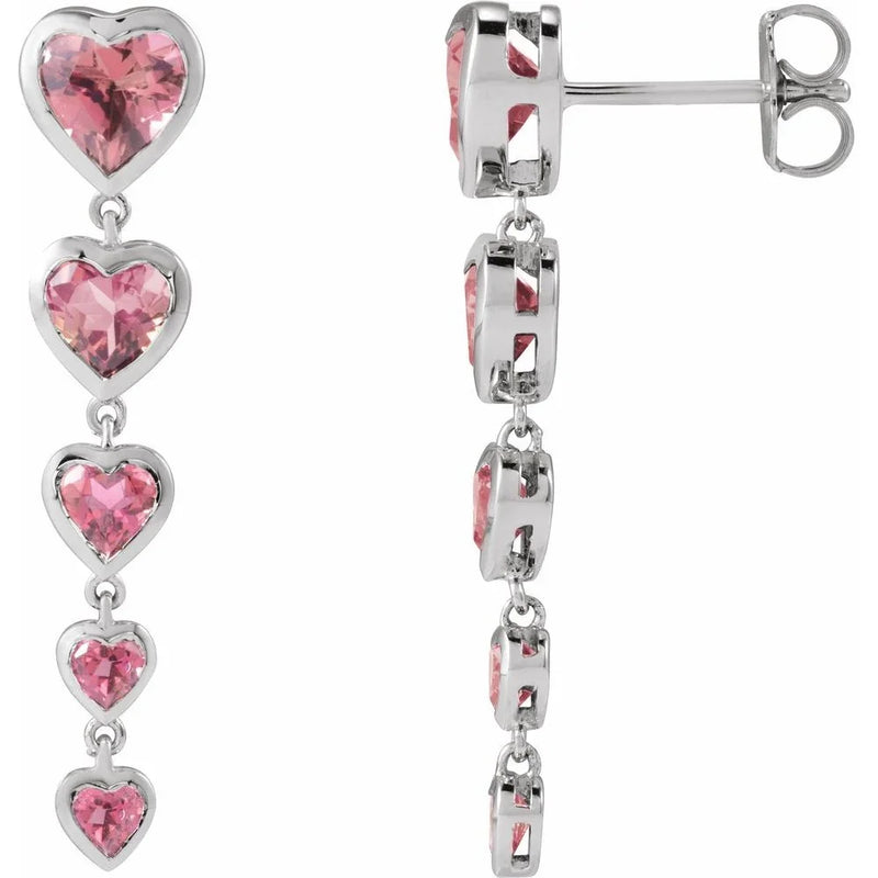 La Rosée de Versailles, Pink Tourmaline Heart Earrings