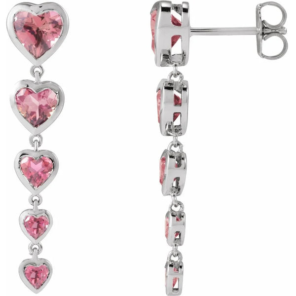 La Rosée de Versailles, Pink Tourmaline Heart Earrings