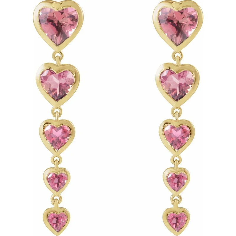 La Rosée de Versailles, Pink Tourmaline Heart Earrings