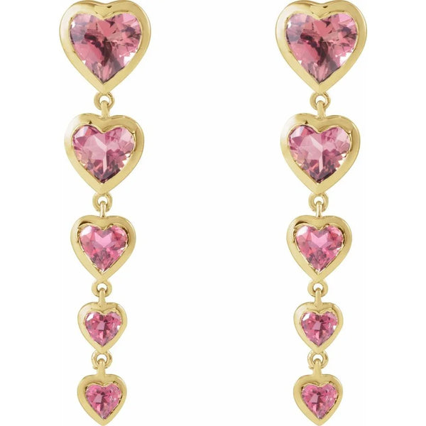 La Rosée de Versailles, Pink Tourmaline Heart Earrings