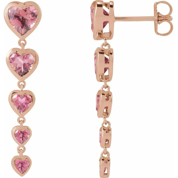 La Rosée de Versailles, Pink Tourmaline Heart Earrings