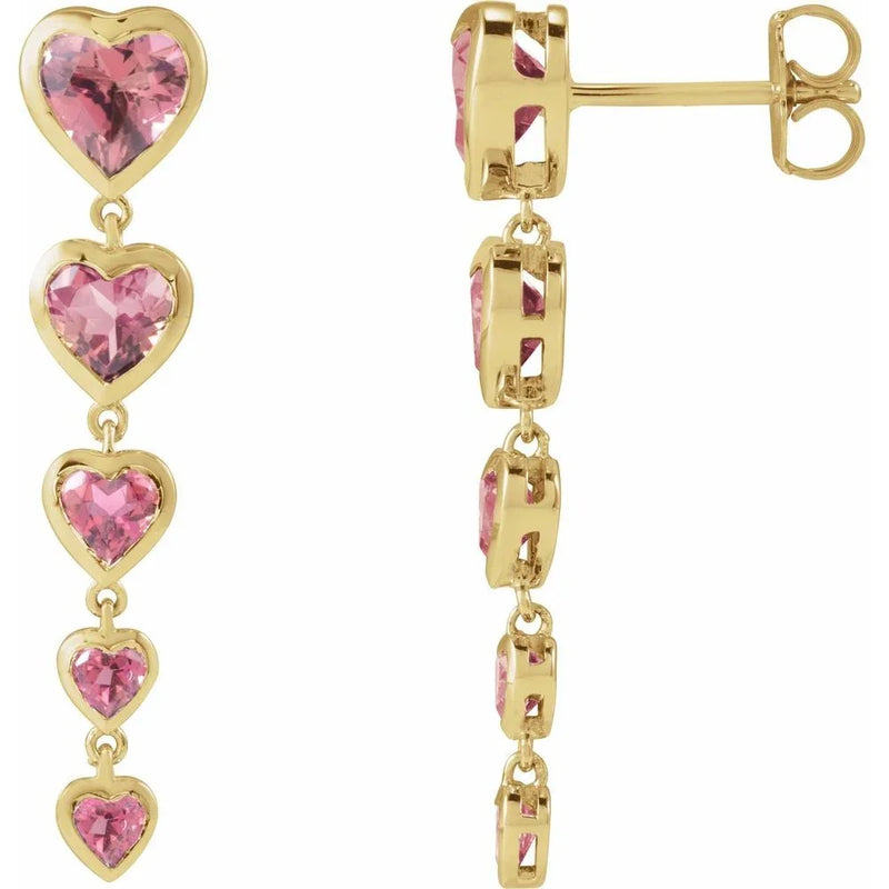 La Rosée de Versailles, Pink Tourmaline Heart Earrings