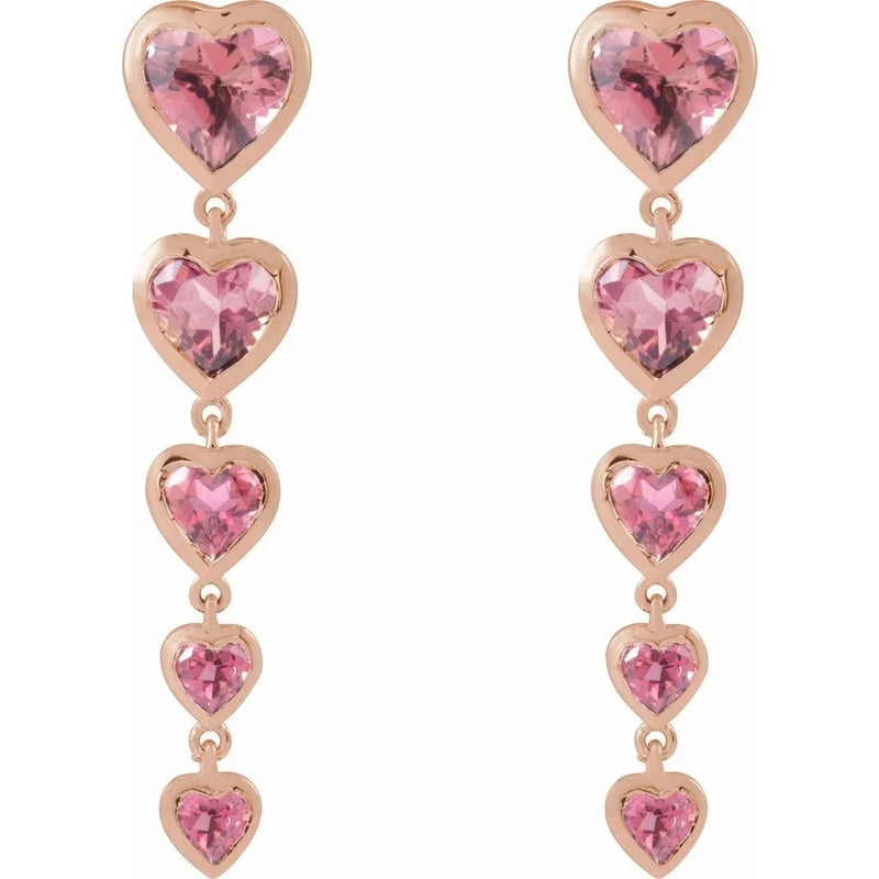 La Rosée de Versailles, Pink Tourmaline Heart Earrings