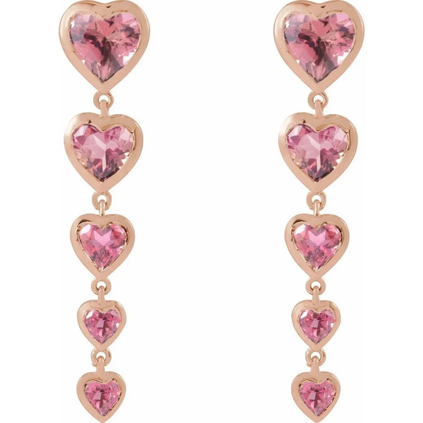 La Rosée de Versailles, Pink Tourmaline Heart Earrings