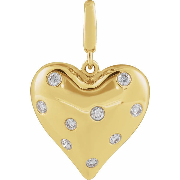 Natural Diamond Puffed Heart Charm