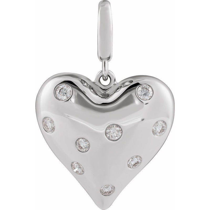 Natural Diamond Puffed Heart Charm