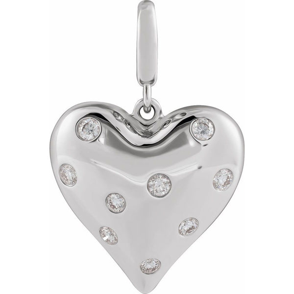 Natural Diamond Puffed Heart Charm