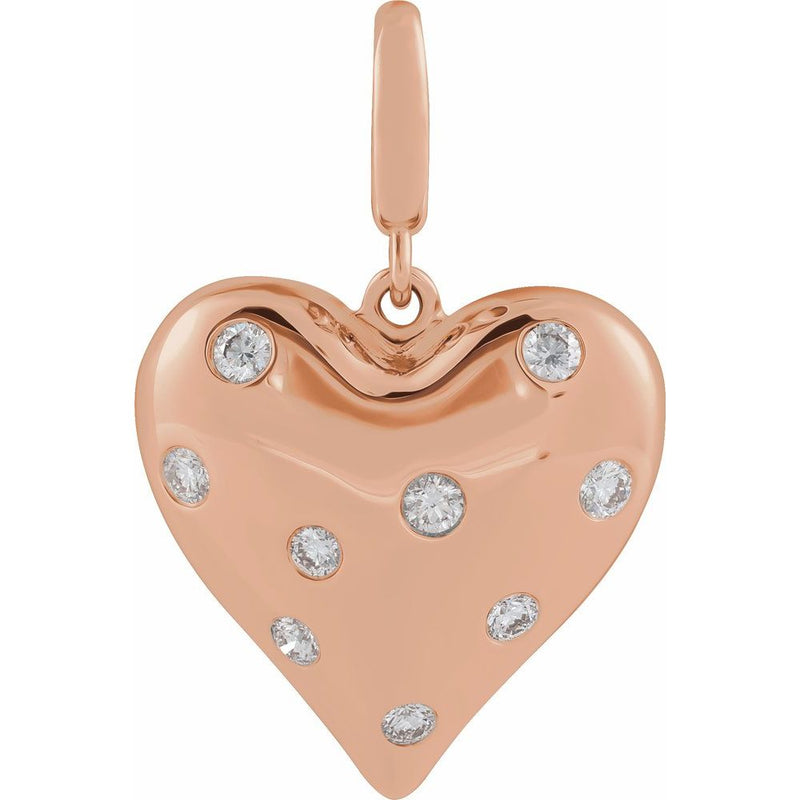Natural Diamond Puffed Heart Charm