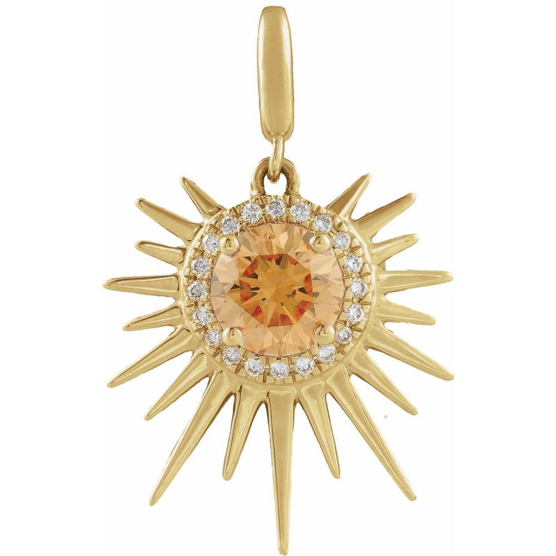 Natural Citrine & Natural Diamond Sun Charm