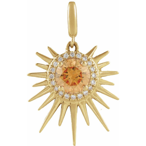 Natural Citrine & Natural Diamond Sun Charm