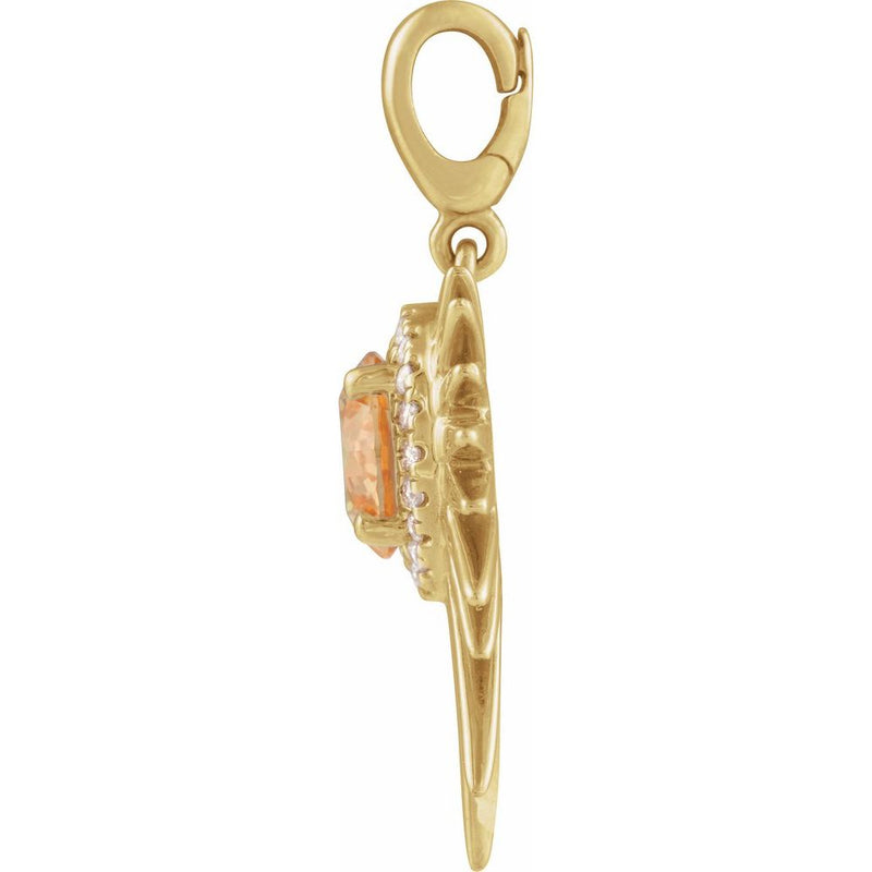 Natural Citrine & Natural Diamond Sun Charm
