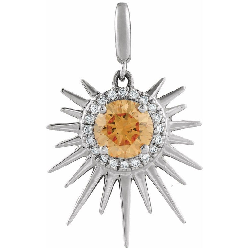 Natural Citrine & Natural Diamond Sun Charm