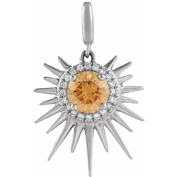 Natural Citrine & Natural Diamond Sun Charm