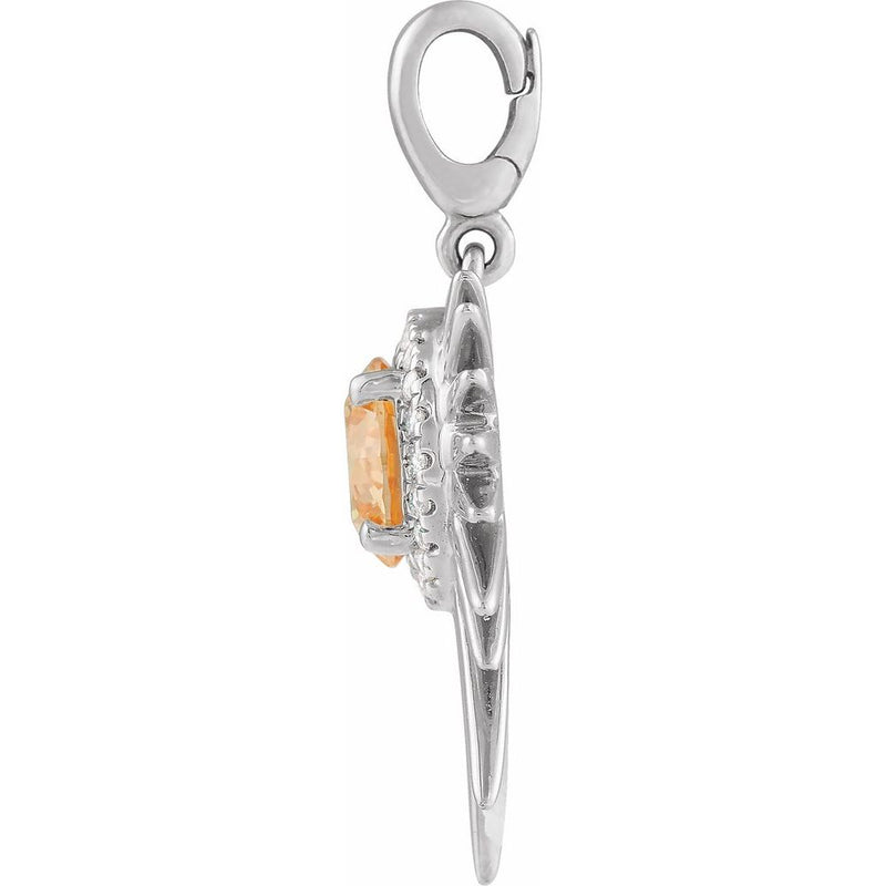 Natural Citrine & Natural Diamond Sun Charm