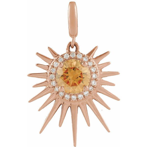 Natural Citrine & Natural Diamond Sun Charm