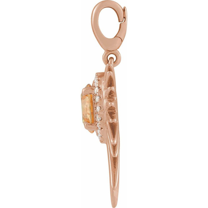 Natural Citrine & Natural Diamond Sun Charm