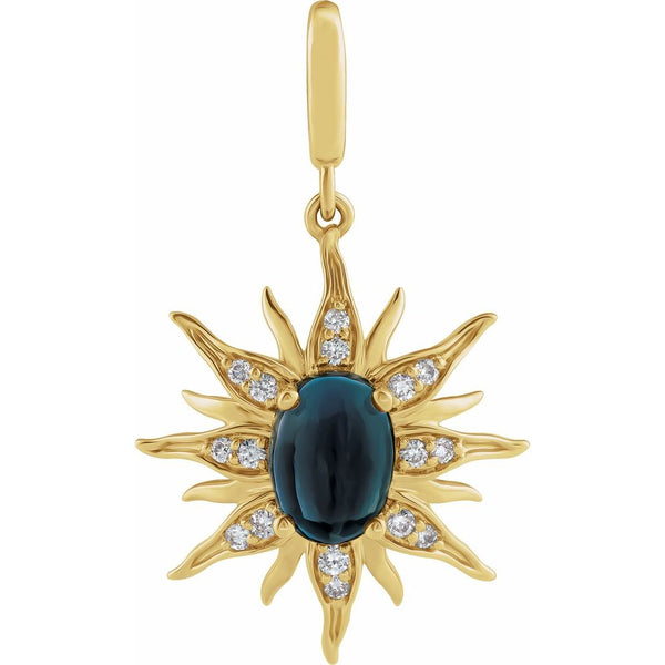 Natural London Blue Topaz & Natural Diamond Sun Charm