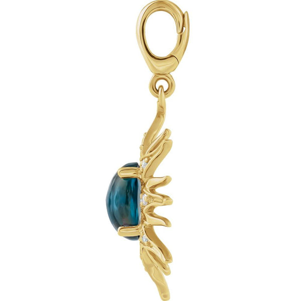 Natural London Blue Topaz & Natural Diamond Sun Charm