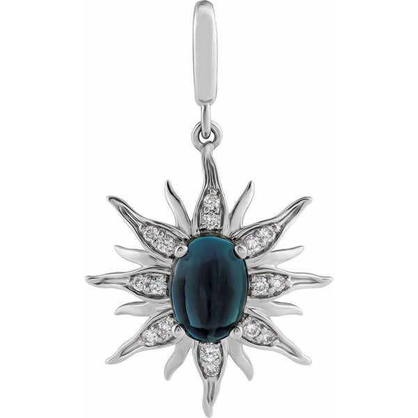 Natural London Blue Topaz & Natural Diamond Sun Charm