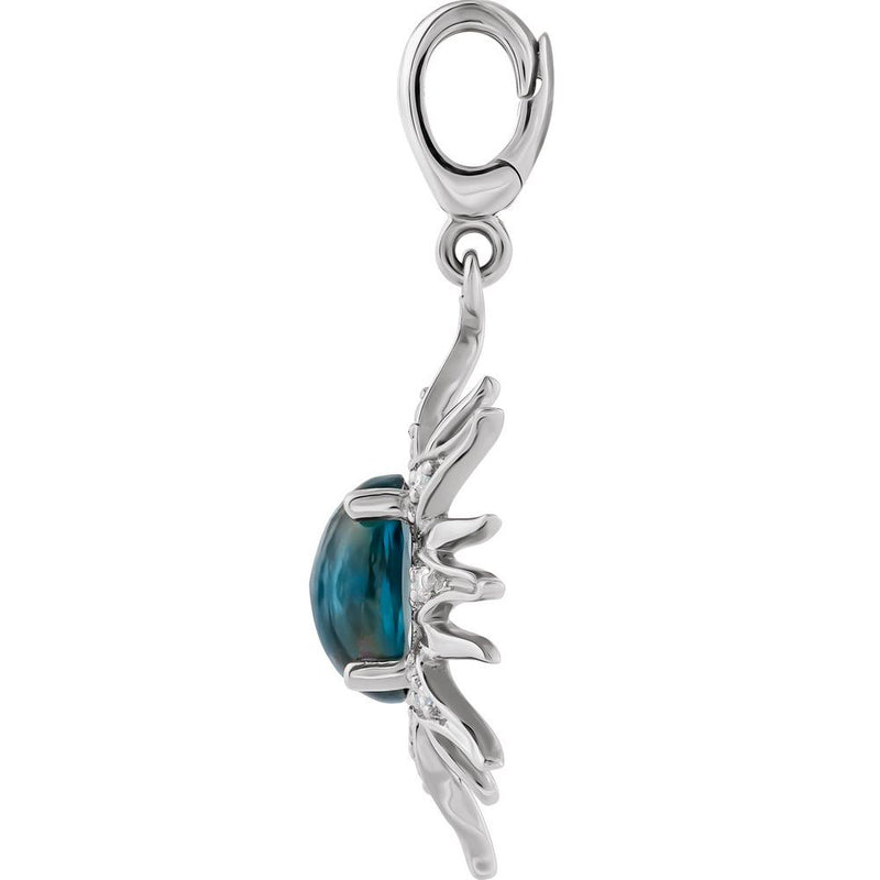 Natural London Blue Topaz & Natural Diamond Sun Charm