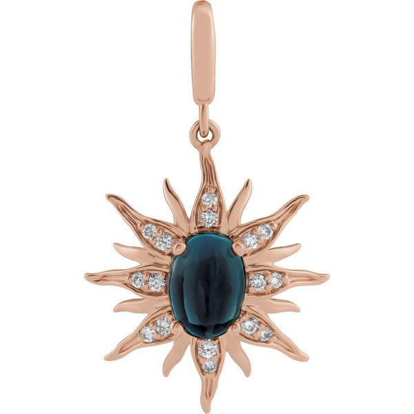 Natural London Blue Topaz & Natural Diamond Sun Charm