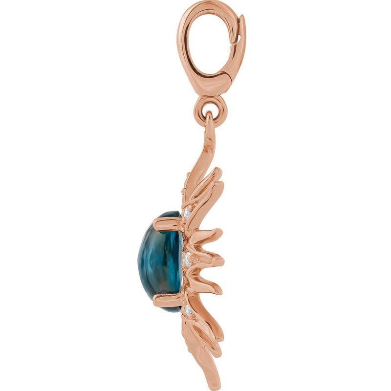 Natural London Blue Topaz & Natural Diamond Sun Charm