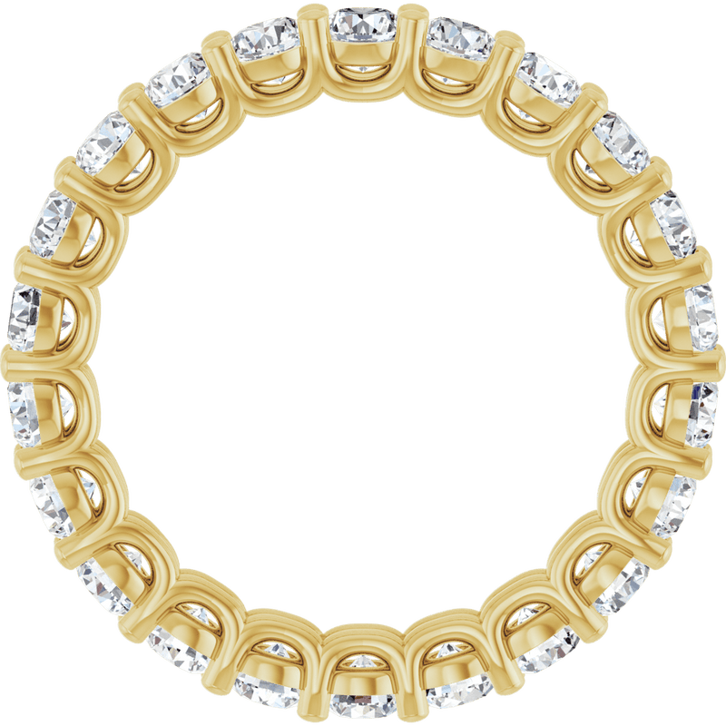14k yellow gold eternity ring featuring round brilliant cut lab-grown diamonds.