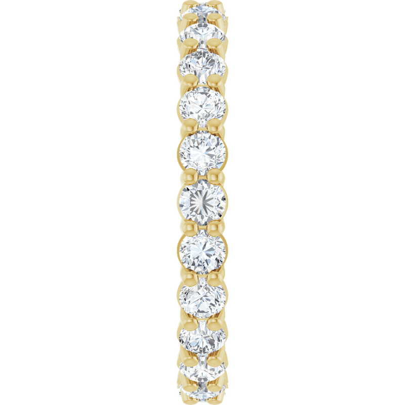 14k yellow gold eternity ring featuring round brilliant cut lab-grown diamonds.