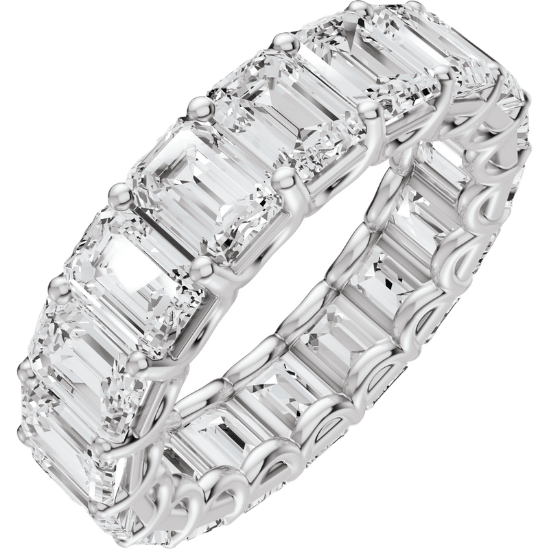 Emerald cut lab-grown diamond eternity ring in white gold