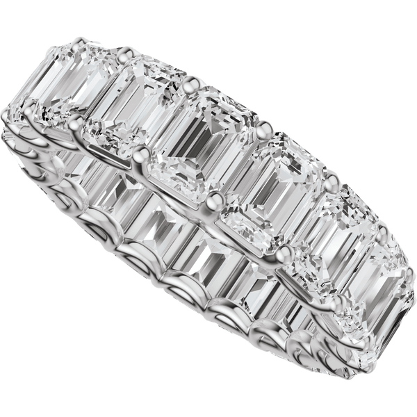 Emerald cut lab-grown diamond eternity band in white gold