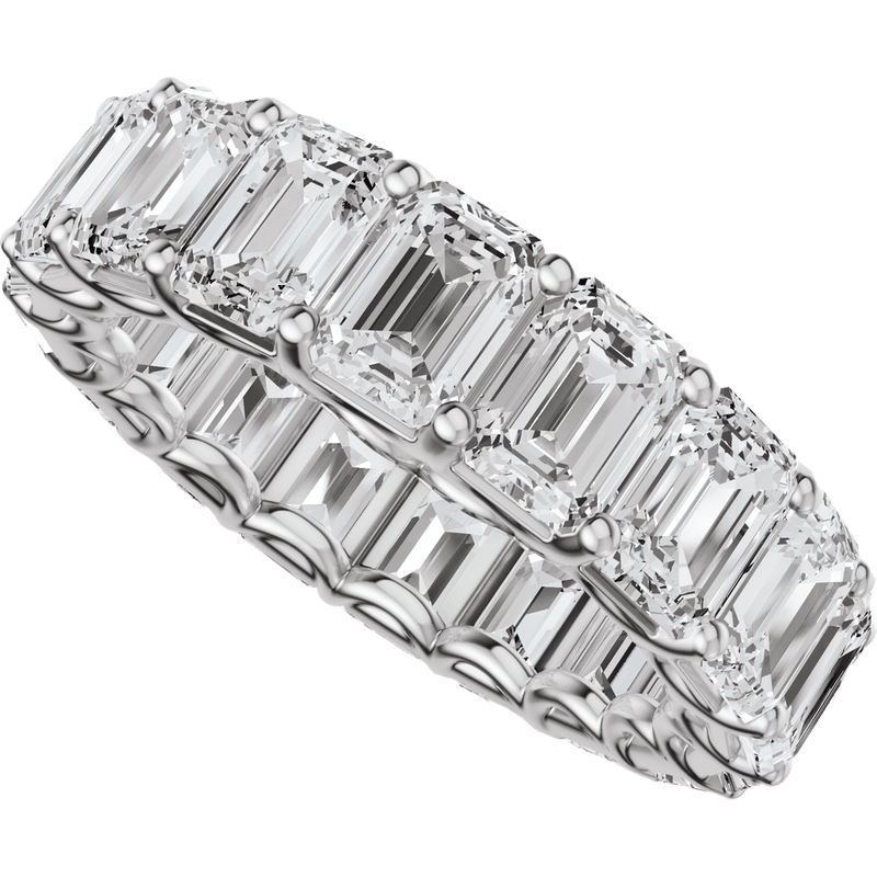 Emerald cut lab-grown diamond eternity band in white gold