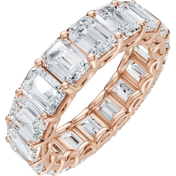 Emerald cut lab-grown diamond eternity band in rose gold