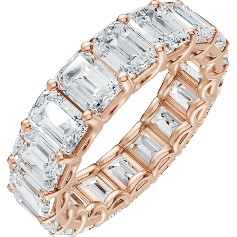 Emerald cut lab-grown diamond eternity band in rose gold