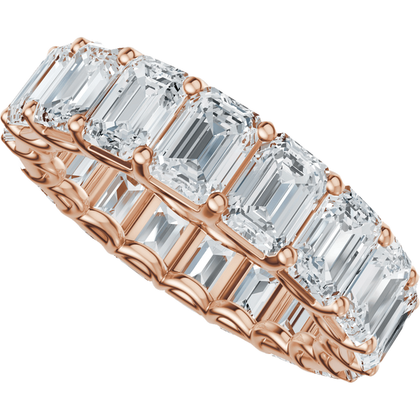 Emerald cut lab-grown diamond eternity band in rose gold