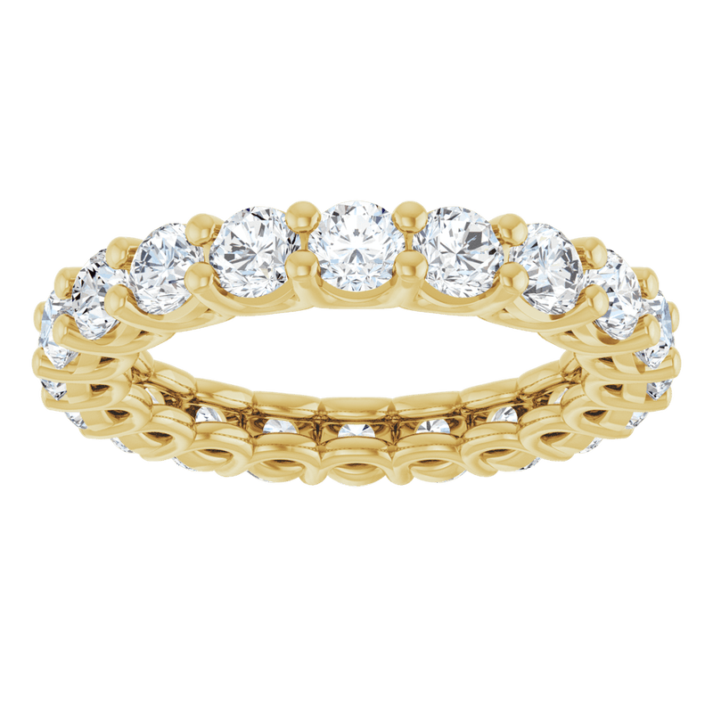 Luxury gold eternity ring featuring a continuous band of round brilliant-cut diamonds