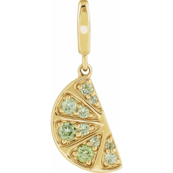 Natural Peridot Lime Wedge Charm