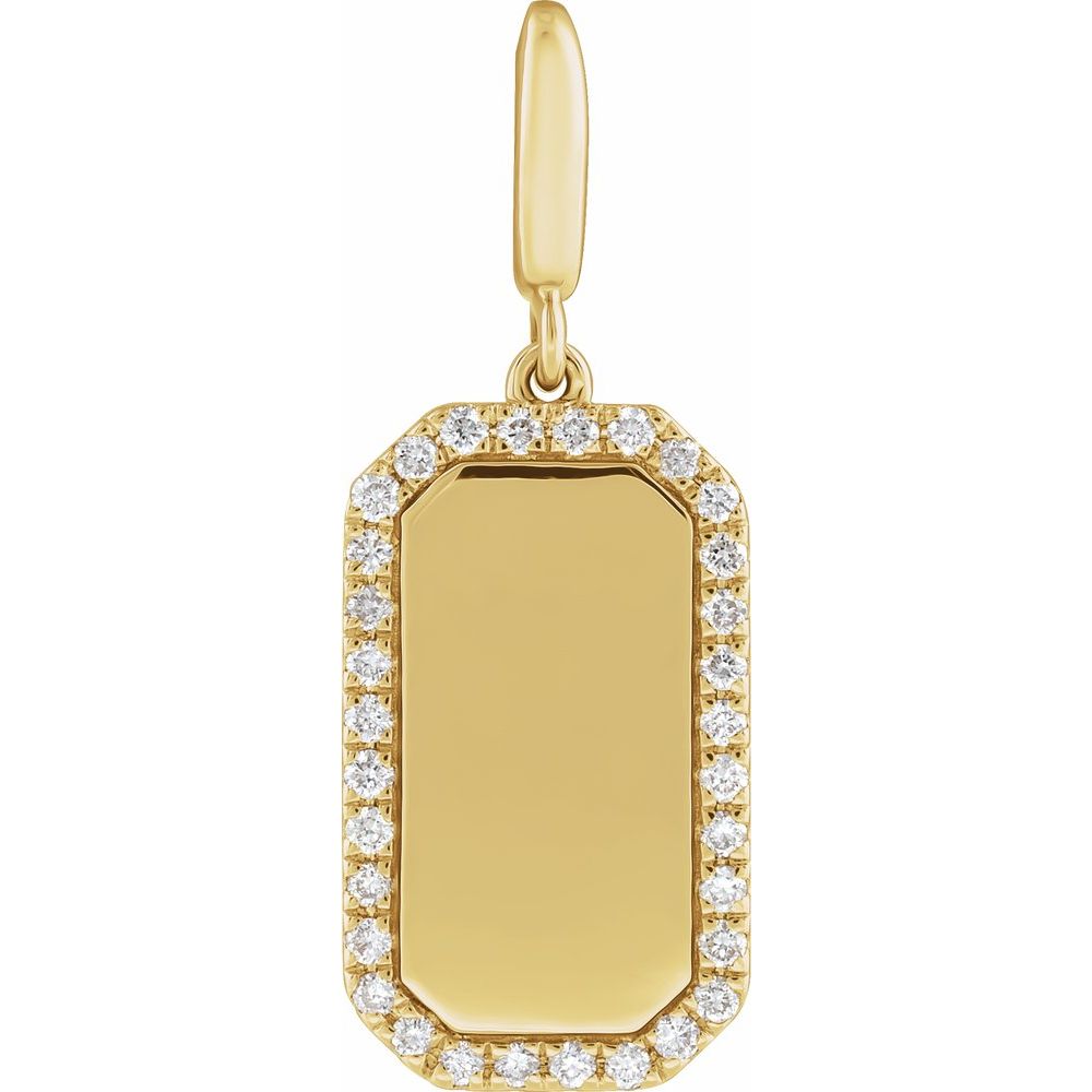 Engravable Natural Diamond Tag Charm