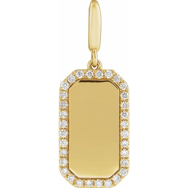 Engravable Natural Diamond Tag Charm