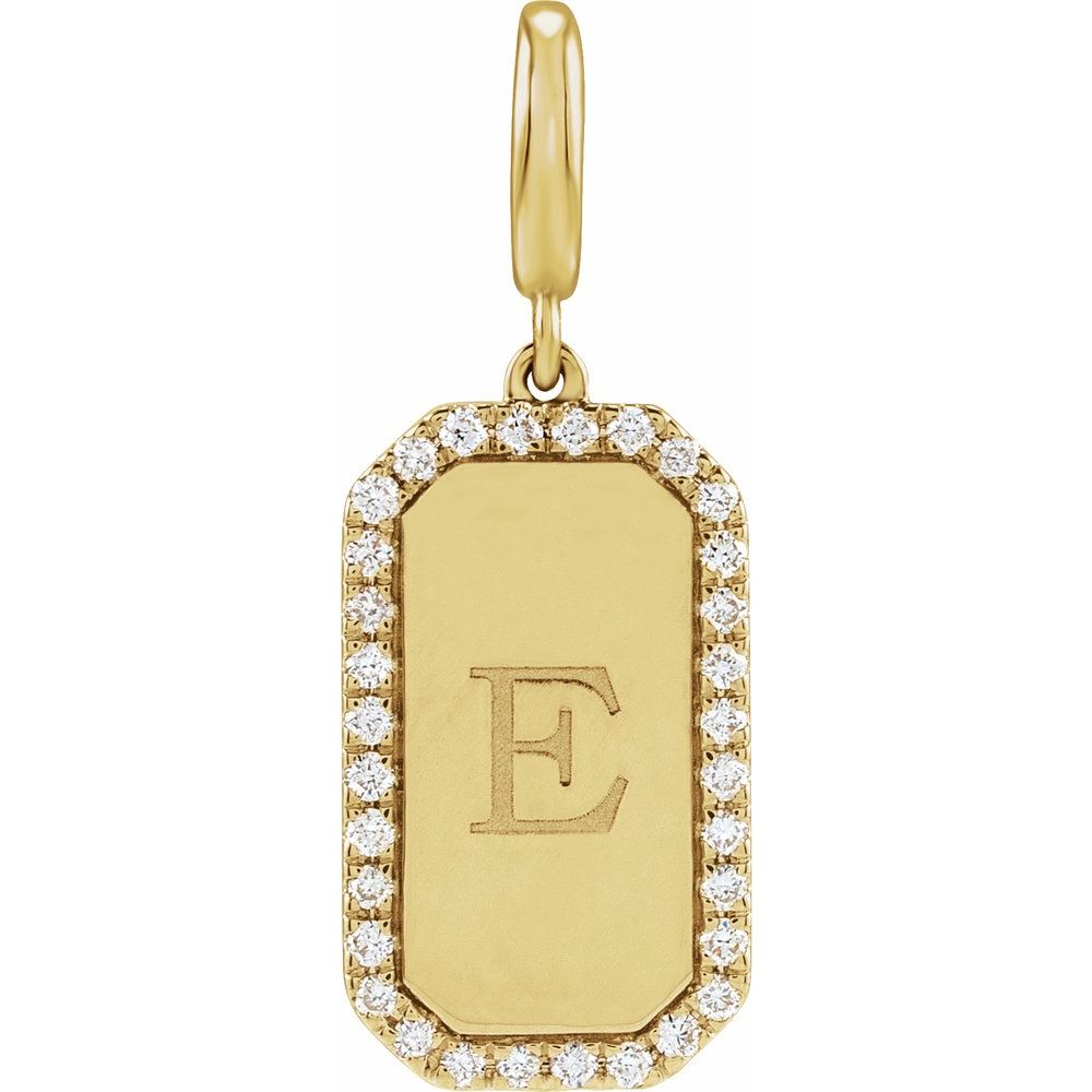 Engravable Natural Diamond Tag Charm