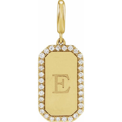 Engravable Natural Diamond Tag Charm