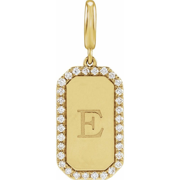 Engravable Natural Diamond Tag Charm