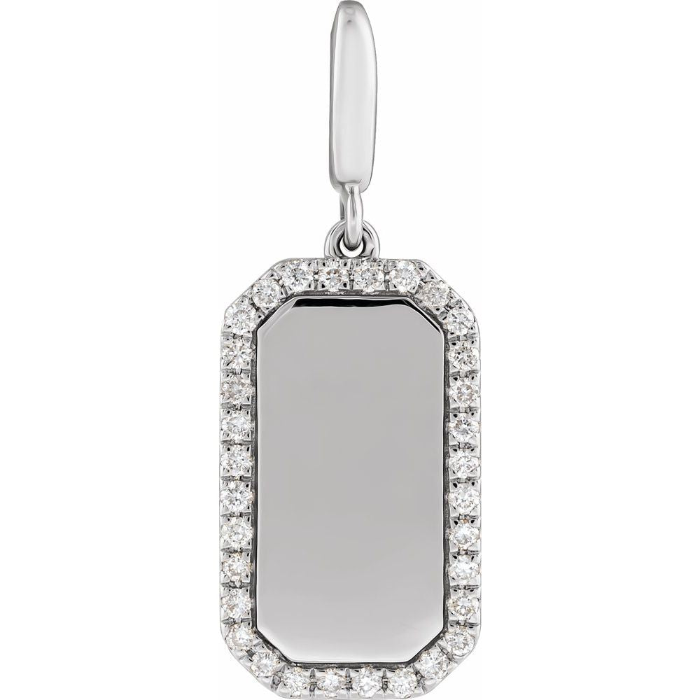 Engravable Natural Diamond Tag Charm