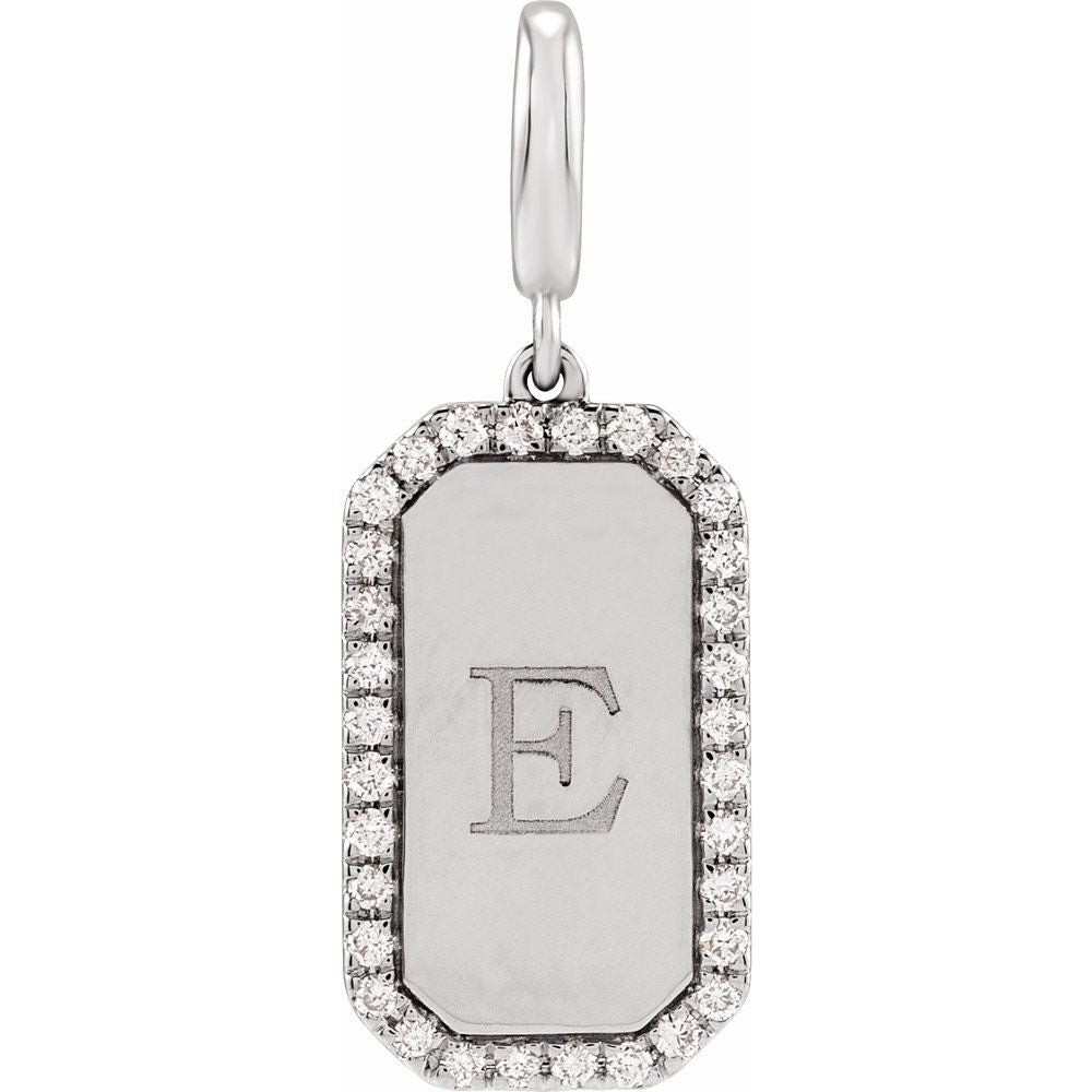 Engravable Natural Diamond Tag Charm