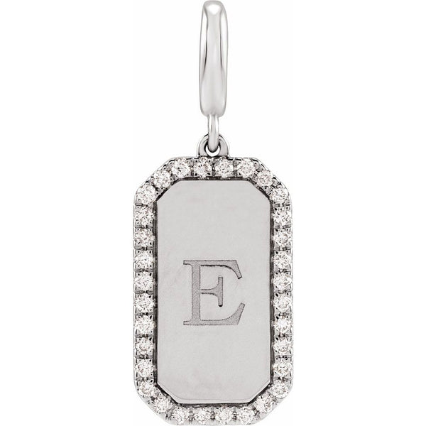 Engravable Natural Diamond Tag Charm