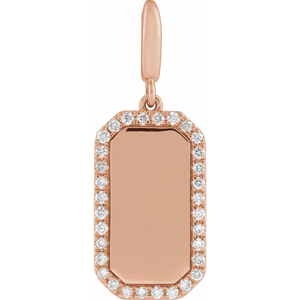Engravable Natural Diamond Tag Charm