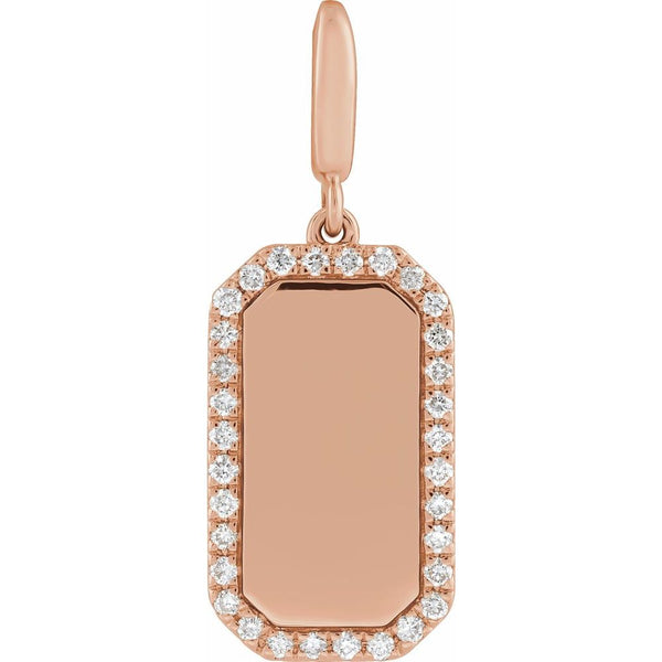 Engravable Natural Diamond Tag Charm