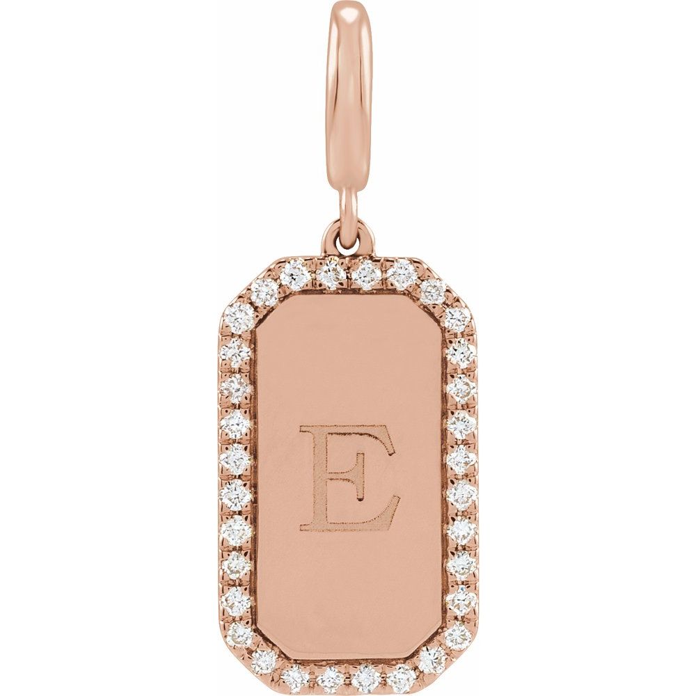 Engravable Natural Diamond Tag Charm